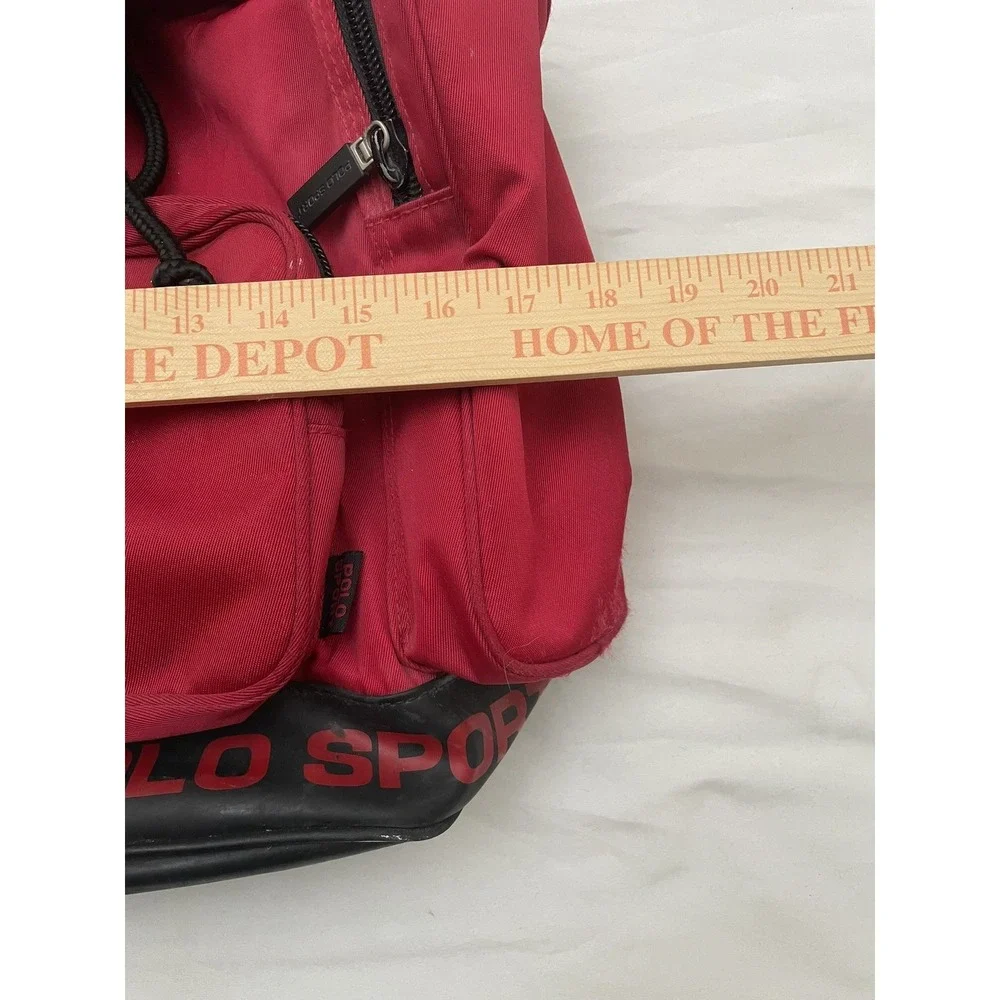 Vintage Polo Sport Ralph Lauren Backpack Red Drawstring USA Flag Y2K